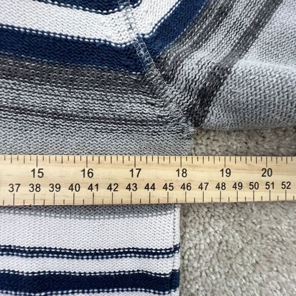 RETROFIT Hooded Striped Pullover Sweater Kangaroo Pocket Small Gray Blue - Picture 6 of 7